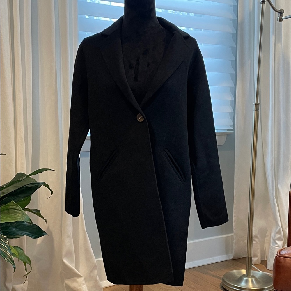 Rachel Zoe Classic Wool Blend Black Women's Coat